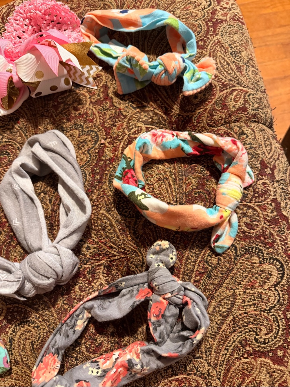 Kids Floral & Solid Knotted Headbands - Multicolor